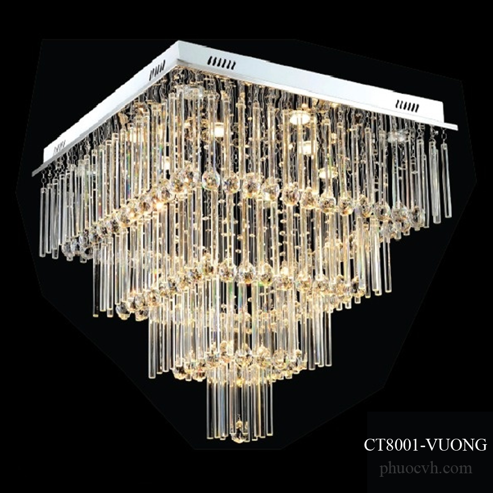 Đèn Mâm Pha Lê CT8001 Vuông 2 Đèn Mâm Pha Lê CT8001 Vuông