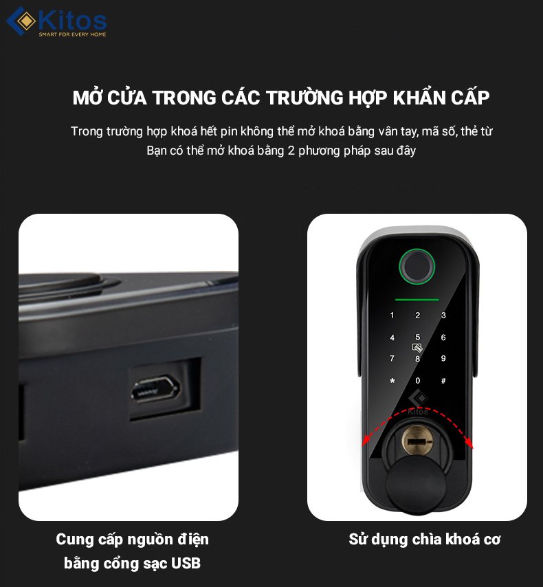 Khoá vân tay cửa cổng KITOS KT-DL04 PLUS 4 Khoá vân tay cửa cổng KITOS KT-DL04 PLUS - Ảnh 3