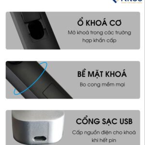 Khoá vân tay cửa nhôm KITOS ALX5 PRO 24 Kitos ALX5 3