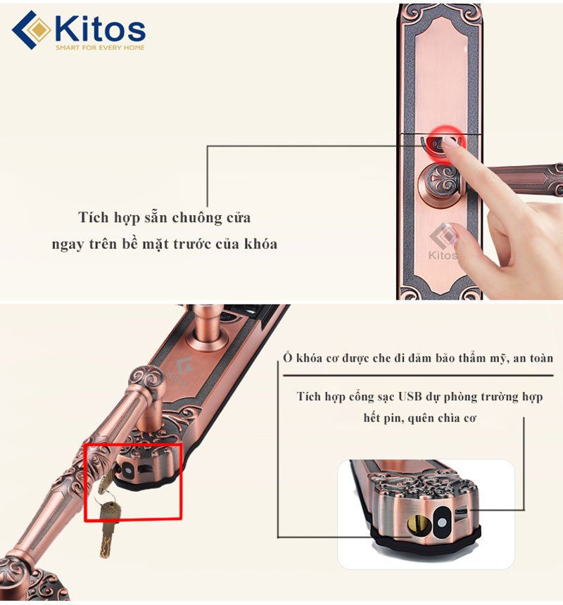 Khóa cửa vân tay Kitos KT-C500 7 Khóa cửa vân tay Kitos KT-C500 - Ảnh 5