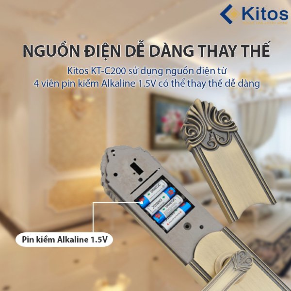 Khoá cửa thông minh Kitos C200 Tân Cổ Điển 5 Khoá cửa thông minh Kitos C200 Tân Cổ Điển - Ảnh 3