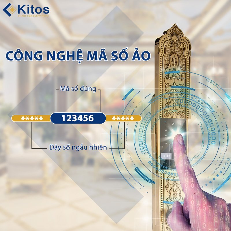 Khoá cửa thông minh Kitos C900 Tân Cổ Điển Mạ Vàng 24k 4 Khoá cửa thông minh Kitos C900 Tân Cổ Điển Mạ Vàng 24k - Ảnh 3