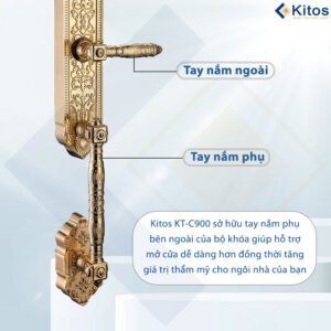 Khoá cửa thông minh Kitos C900 Tân Cổ Điển Mạ Vàng 24k 15 kitos kt c900 5