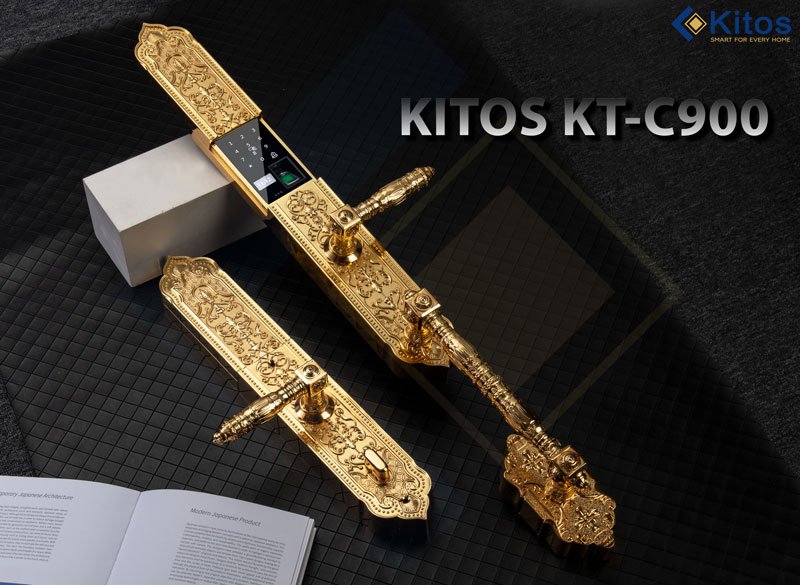 Khoá cửa thông minh Kitos C900 Tân Cổ Điển Mạ Vàng 24k 10 Khoá cửa thông minh Kitos C900 Tân Cổ Điển Mạ Vàng 24k - Ảnh 9