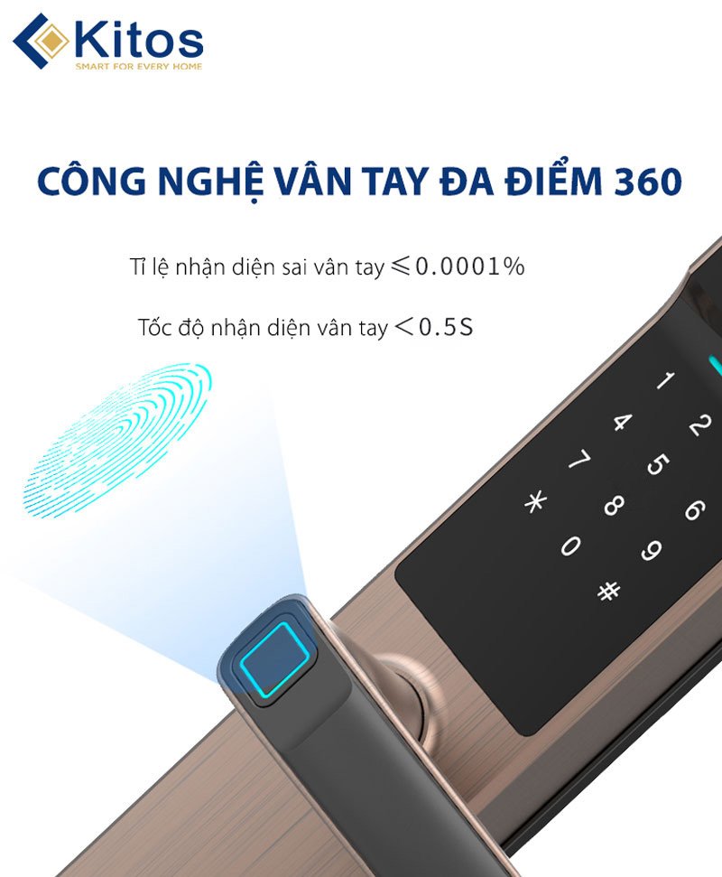 Khóa cửa vân tay Kitos G302 Pro 10 Khóa cửa vân tay Kitos G302 Pro - Ảnh 8