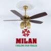 Quạt trần đèn chùm 5 cánh Milan FY508 2 Quạt trần đèn chùm FY508 cho không gian sang trọng và đẳng cấp Quạt trần đèn chùm FY508 được sản xuất theo tiêu chuẩn công nghệ Italia, với động cơ DC 1 chiều hiện đại, vận hành êm ái và tiết kiệm điện năng. 1. Tổng quan sản phẩm Quạt trần đèn chùm FY508 là mẫu quạt có đèn cao cấp thuộc nhãn hiệu MILAN được thiết kế và sản xuất theo tiêu chuẩn công nghệ Italia, đạt được các tiêu chuẩn kiểm định của các quốc gia hàng đầu trên thế giới như: Đức, Mỹ, Nhật Bản, Tây Ba Nha,... Quạt trần 5 cánh có đèn Milan FY508. Thiết kế kiểu dáng đơn giản nhưng vô cùng tinh tế, nổi bật kiểu dáng lịch lãm, sang trọng của sản phẩm. 5 cánh gỗ Plywood cao cấp màu nâu vân gỗ mang đến không gian ấm cúng và sang trọng cho ngôi nhà của bạn. Thân quạt trần đèn chùm FY508 với màu đồng cổ Pháp mang hơi hướng cổ điển, quý phái kết hợp với 4 chao đèn ánh sáng vàng hiện đại, tạo nên một không gian phòng khách thêm độc đáo, đầy bí ẩn. Tham khảo: 7+ Mẫu quạt trần có đèn chùm trang trí cao cấp 【HOT 2024】 Bên cạnh có chức năng làm mát, chiếu sáng quạt trần phòng khách còn tích hợp nhiều tính năng thông minh không chỉ phù hợp với không gian phòng khách mà còn phù hợp với đa dạng không gian nội thất khác nhau từ trần thấp, căn hộ chung cư, phòng ngủ, phòng ăn đến các quán cafe, resort, khách sạn,... Cùng đi sâu tìm hiểu về sự thú vị mà sản phẩm này mang lại nhé! 2. Chi tiết sản phẩm Quạt trần 5 cánh có đèn Milan FY508 không chỉ là một biểu tượng của sự sang trọng mà còn là điểm nhấn tinh tế cho không gian sống của bạn. Cùng Quạt trần ITALIA khám phá những ưu điểm vượt trội và tính năng nổi bật mà sản phẩm này mang lại, biến phòng khách của bạn trở thành điểm tiếp khách đẳng cấp và lịch lãm. Chi tiết sản phẩm quạt trần phòng khách 5 cánh gỗ có đèn FY508 3. Ưu điểm vượt trội Đến với quạt trần đèn chùm FY508, bạn sẽ được trải nghiệm không gian sống hoàn hảo và đẳng cấp. Hãy cùng khám phá những ưu điểm vượt trội của mẫu sản phẩm này mang đến cho không gian của bạn nhé! 3.1. Thiết kế truyền thống, sang trọng Sự kết hợp chủ đạo của 2 tông màu nâu vân gỗ và màu đồng cổ Pháp, quạt trần đèn chùm FY508 vẫn giữ được nét văn hóa truyền thống dân tộc. Với sự kết hợp hài hòa giữa màu sắc và kiểu dáng, quạt trần trang trí FY508 phù hợp với nhiều không gian khác nhau của kiến trúc Việt. 3.2. Tích hợp đèn chiếu sáng Quạt trần đèn chùm FY508 với 4 chao đèn dày dặn có nhiều họa tiết hoa văn cổ điển. Khi đèn bật lên, ánh sáng nhẹ nhàng chiếu lên từng đường nét hoa văn trang nhã trên chao đèn tạo nên một hiệu ứng ánh sáng vô cùng đặc sắc, mang đến không gian nội thất ấm cúng và sang trọng. Đèn đi theo quạt là đui E27 cao cấp có khả năng chiếu sáng rất cao và tỏa nhiệt rất ít, đáp ứng tối đa công năng chiếu sáng. Quạt trần 5 cánh có đèn Milan FY508 tích hợp đèn chùm cao cấp. 3.3. Chất liệu tự nhiên, cao cấp Chất liệu là một yếu tố quan trọng được khách hàng quan tâm hàng đầu. Chất liệu không chỉ tạo nên diện mạo của sản phẩm mà còn ảnh hưởng đến độ bền và tính thẩm mỹ. Quạt trần đèn chùm FY508 được thiết kế và sản xuất theo tiêu chuẩn công nghệ của Italia, chất lượng số 1 châu Âu, đã đạt được các tiêu chuẩn kiểm định của các quốc gia hàng đầu thế giới như: Đức, Mỹ, Nhật Bản,... Cụ thể: Cánh quạt Quạt trần phòng khách có đèn FY508 thiết kế 5 cánh làm bằng chất liệu gỗ Plywood cao cấp, màu nâu vân gỗ, đường kính cánh lên đến 1,52m. Với độ sải cánh rộng, mẫu quạt trần này không chỉ phù hợp với phòng khách mà phù hợp với đa dạng căn phòng có diện tích từ 15m2 đến 25m2. Chất liệu gỗ Plywood với 5 lớp gỗ kết hợp giúp cánh quạt chắc chắn và ổn định, ngăn chặn hiện tượng cong vênh. Đặc biệt, cánh quạt đã qua chu trình xử lý nghiêm ngặt, ngăn ngừa khả năng mối mọt, giúp cánh quạt giữ được hình dạng ban đầu trong thời gian dài. Quạt trần phòng khách 5 cánh gỗ fy508 có đèn phần chi tiết cánh Thân quạt Thân quạt phủ màu đồng cổ pháp, giúp đảm bảo quạt trần đèn chùm FY508 có khả năng chống ăn mòn và giữ được vẻ đẹp qua thời gian. Tham khảo: 15+ Mẫu quạt trần cánh gỗ tự nhiên cao cấp 【HOT 2024】 Thân quạt có chiều dài tổng thể là 55cm, chiều dài ty quạt có thể thay đổi theo chiều cao trần nhà. Nên nếu trần nhà thấp, bạn hoàn toàn có thể yên tâm lắp quạt mà không cần lo lắng đến vấn đề thẩm mỹ và an toàn. Ty quạt trần phòng khách 5 cánh gỗ có đèn FY508 Tay bắt cánh quạt được chế tác tỉ mỉ, chắc chắn, an toàn, không lo gỉ sét, độ nghiêng 14 độ vừa giúp cánh quạt ổn định vừa tạo ra luồng gió tốt mà không bị ồn. Tay bắt cánh quạt trần phòng khách 5 cánh gỗ có đèn FY508 Động cơ DC siêu tiết kiệm điện năng Quạt trần đèn chùm FY508 sử dụng động cơ DC có kích thước lớn, hoạt động mạnh mẽ, bền bỉ, tiết kiệm điện năng. Đây là dòng động cơ 1 chiều, chỉ cấp điện cho Stato nên tiêu tốn ít điện năng hơn so với các dòng động cơ 1 chiều khác. Tham khảo: 31+ Mẫu quạt trần cho trần thấp cao cấp 【HOT 2024】 Công suất tối đa của động cơ là 60W, cho lưu lượng gió đến 360 m³/phút, điện áp từ 220 - 240V/50 - 60Hz. Khi hoạt động không gây ra tiếng ồn, tiếng ù khó chịu như những loại quạt trần truyền thống thông thường. Hơn nữa, với động cơ này quạt còn sử dụng phù hợp cả với những nơi có điện áp không ổn định. Động cơ quạt trần phòng khách 5 cánh gỗ có đèn FY508 3.4. Tích hợp tính năng thông minh, hiện đại Để mang đến tối ta tiện ích cho gia chủ, quạt trần đèn chùm FY508 được trang bị nhiều tính năng thông minh như: Chế độ gió siêu tiện lợi Chế độ gió là một trong những tính năng được đa số khách hàng đặc biệt quan tâm khi mua quạt trần. Với 6 cấp độ điều chỉnh gió phù hợp, từ gió nhẹ đến gió mạnh, quạt trần đèn chùm sẽ thỏa mãn nhu cầu của những vị khách khó tính nhất. Đặc biệt với chế độ gió tự nhiên giúp bạn tận giúp bạn có cảm giác như đang tận hưởng làn gió tự nhiên ngoài trời, mang đến cảm giác thoải mái, xua đi mệt nhọc, stress sau một ngày làm việc vất vả. Quạt trần 5 cánh có đèn Milan FY508 đa dạng tính năng. Hơn nữa, với chế độ đảo chiều cho phép quạt trần hoạt động ở hai chiều, phù hợp với cả hai mùa, giúp làm mát vào mùa hè và khô thoáng khi thời tiết nồm, ẩm. Không chỉ riêng phòng khách mà tất cả các không gian như phòng ngủ, phòng ăn hay các quán cafe, resort, khách sạn cao cấp, sản phẩm này cũng phát huy hết những tính năng vượt bậc này. Tích hợp Remote (điều khiển từ xa) Khác với dòng quạt thông thường, quạt trần đèn chùm FY508 có điều khiển từ xa với 6 cấp độ gió đi kèm với tính năng hẹn giờ, đảo chiều, gió tự nhiên và bật tắt đèn. Với điều khiển từ xa bạn không cần phải đục tường để lắp đặt hộp số, hay phải ra di chuyển mỗi khi cần điều chỉnh quạt. Quạt trần phòng khách 5 cánh gỗ có đèn FY508 tích hợp điều khiển từ xa Chế độ hẹn giờ Chế độ hẹn giờ bật tắt được tích hợp trong điều khiển từ xa. Với 4 chế độ hẹn giờ là 1h, 2h, 4h và 8h bạn không cần phải lo lắng mỗi khi đi ra ngoài mà quên không tắt quạt. Điều này vừa giúp bạn tiết kiệm điện năng vừa đảm bảo được độ bền bỉ cho sản phẩm. 4. Không gian lắp đặt Quạt trần đèn chùm FY508 đúng như tên gọi, quạt trần này đa số khách hàng lựa chọn lắp đặt trong không gian phòng khách hoài cổ bởi thiết kế cổ điển, tinh tế và những tính năng tiện ích mà sản phẩm mang lại. Bên cạnh đó, mẫu quạt trần này cũng phù hợp với đa dạng không gian khác nhau từ các căn hộ chung cư, nhà trần thấp đến các khu resort, khách sạn cao cấp... Quạt trần đèn chùm FY508 chắc chắn là mẫu quạt trần đáng có trong không gian nội thất của bạn. Quạt trần 5 cánh có đèn Milan FY508